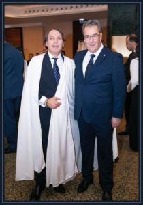 H.R.H. Emir Lahouari Benarba Ben Mahiedinne Al Hassani junto a S.E. Abdelfetah Daghmoum, Embajador de la República Argelina Democrática y Popular ante el Reino de España, durante un encuentro en Madrid